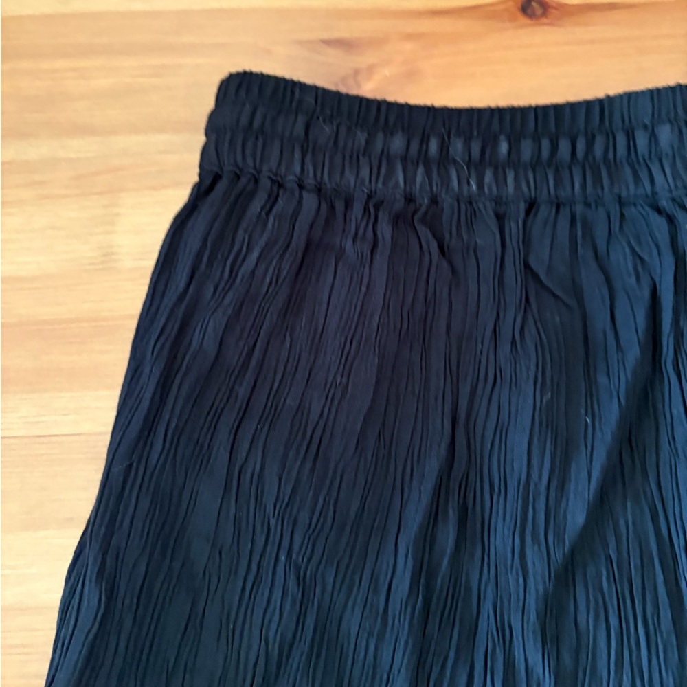 ZARA Smocked Ruffled Tiered Black Gauze Drawstring Skort Size Medium NWT - Picture 8 of 14